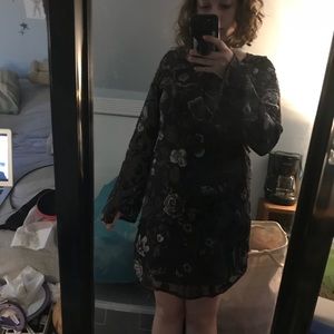 Floral velvet mini dress